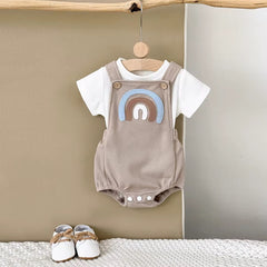 Soft & Sunny – Rainbow Baby Overalls Set