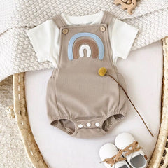 Soft & Sunny – Rainbow Baby Overalls Set