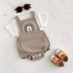 Soft & Sunny – Rainbow Baby Overalls Set