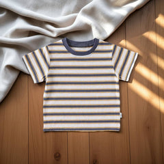 Striped Baby T-Shirt - Soft Cotton, Yellow & Grey