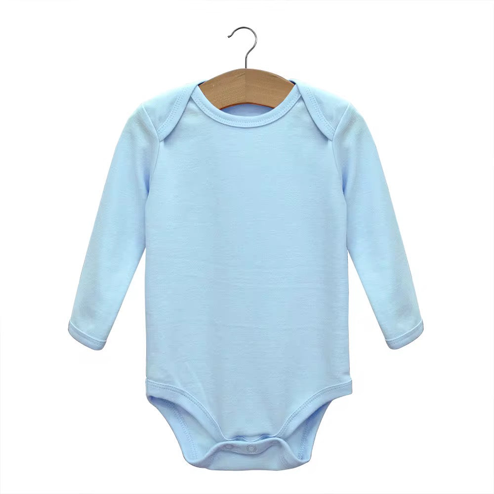 Blue Full-sleeve organic cotton baby bodysuit for 0–12 months
