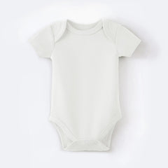 Organic white cotton baby bodysuit made from GOTS-certified organic cotton