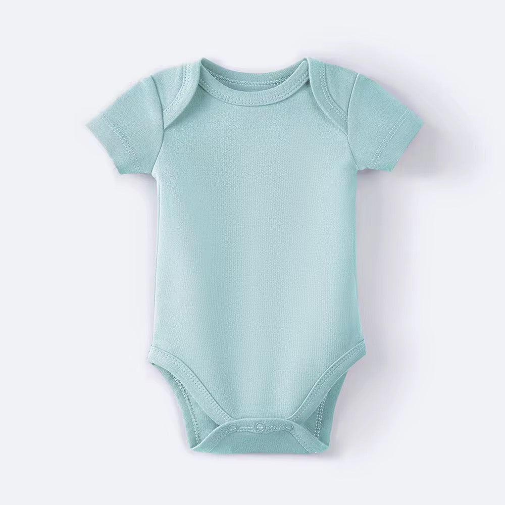 Organic sot aqua cotton baby bodysuit made from GOTS-certified organic cotton