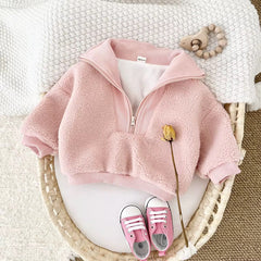 Lightweight fleece baby jacket for layering