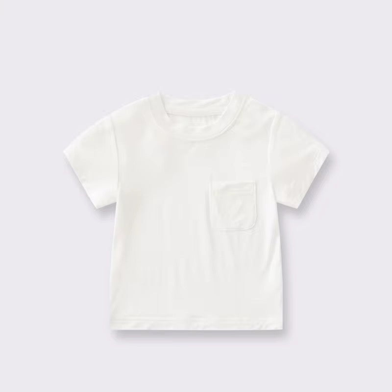 Minimal bamboo baby t-shirt with front pocket