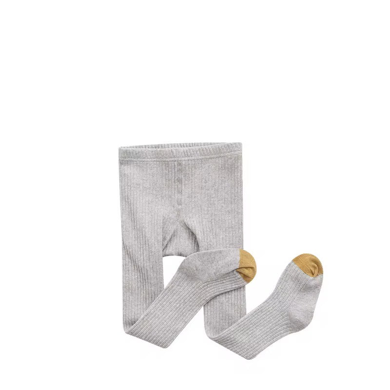 Neutral cotton baby tights for everyday wear