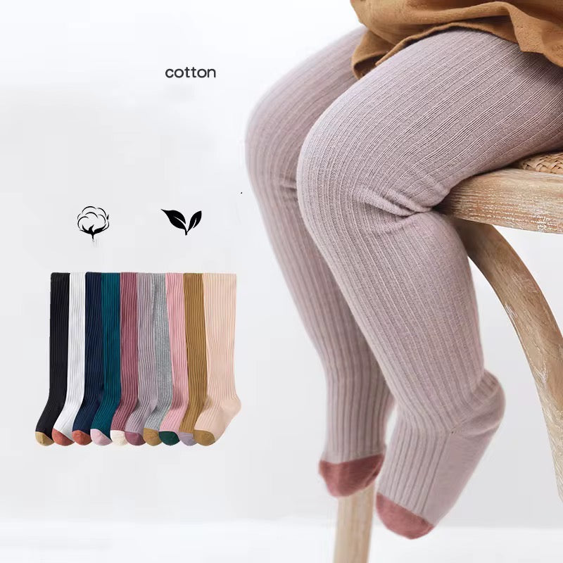 Ribbed baby tights with flexible waistband