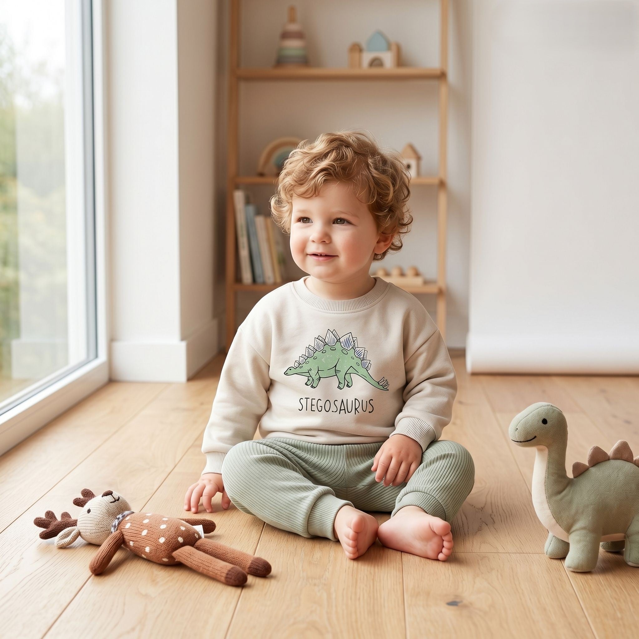 Stegosaurus Baby Sweat Set – Dinosaur Outfit for Infants