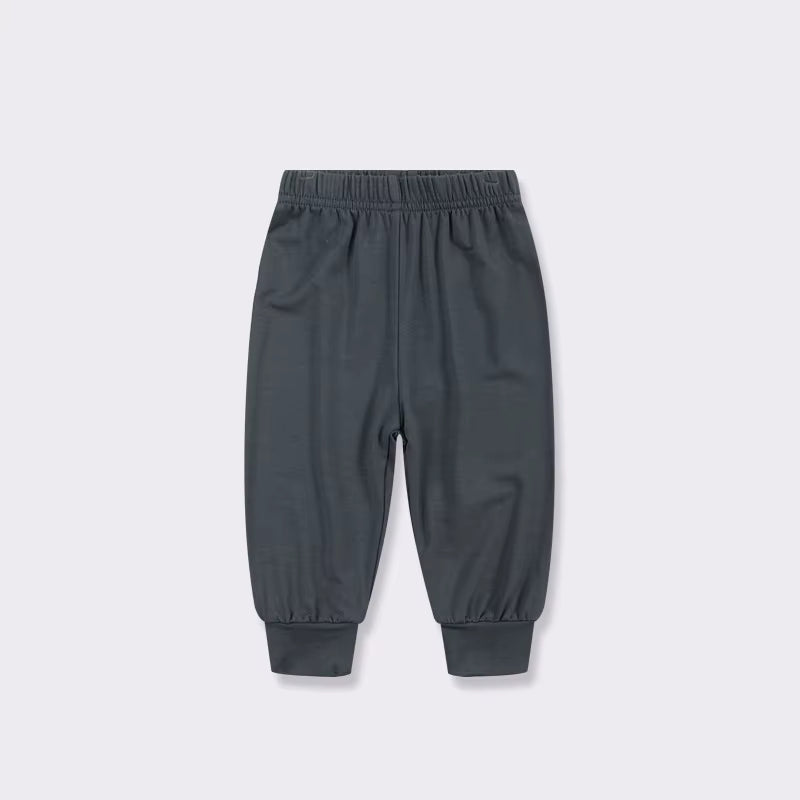 dark blue bamboo baby pants soft elastic waist