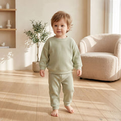 Baby wearing green waffle 2pcs set