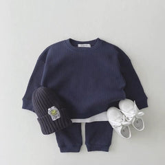 Waffle knit baby 2-piece cotton set