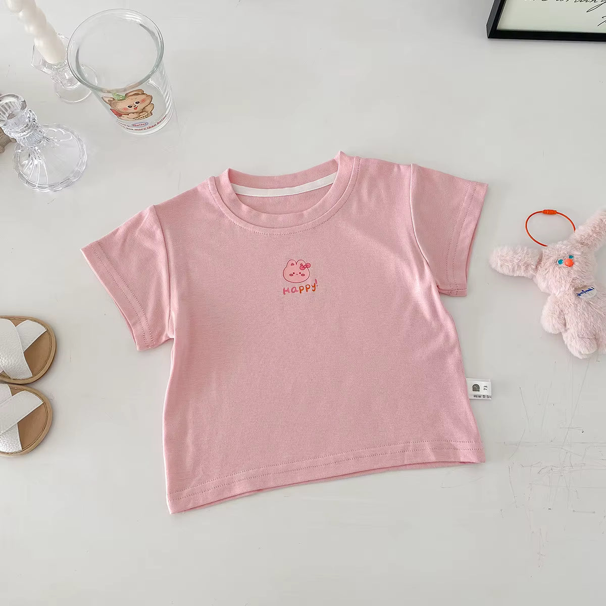 Pink stretch baby t-shirt for girls 12-36 months